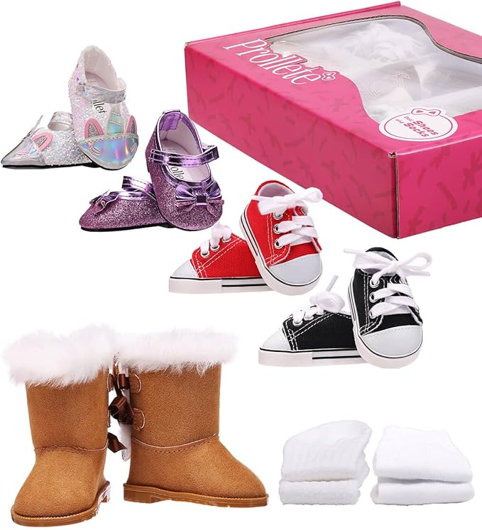 18 inch Doll Shoes - 7 Pairs with Gift Box