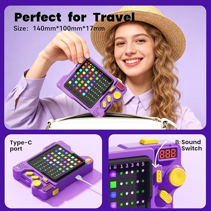 Super Decoder Game, 4-in-1 Code-Breaking Puzzle Game, Handheld Games for Kids and Adults, Birthday Gift for Boys and Girls, Travel Games for Road Trip (Purple)