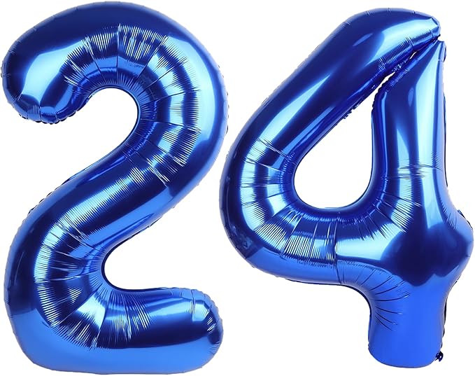 40 Inch Navy blue Number 24 Digital Balloon,Jumbo Mylar Foil Helium Balloon for 24 Balloons for Birthday Party,Wedding Anniversary Party Decorations