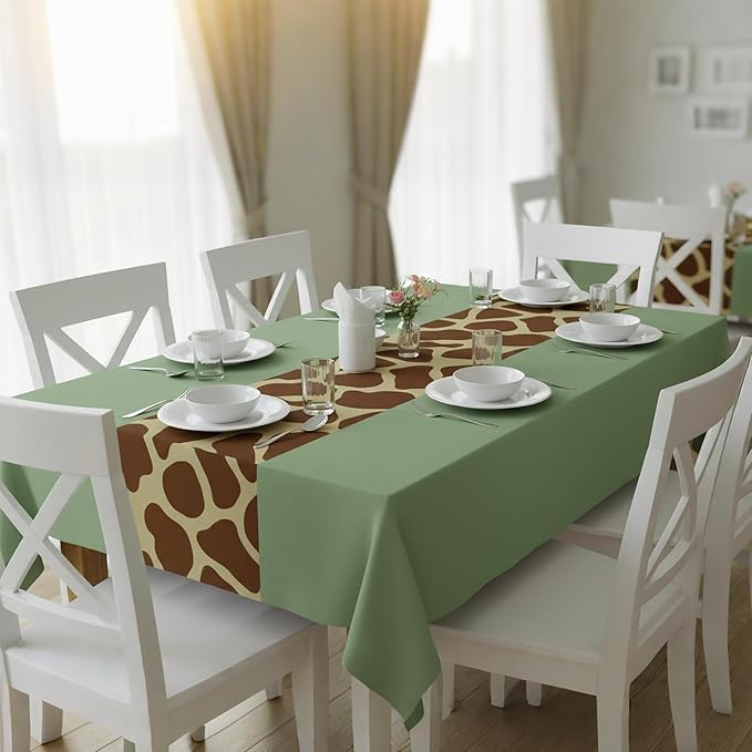 Oudain 6 Pcs Giraffe Tablecloth 54 x 108 Inch Plastic Jungle Theme Table Cover Giraffe Print Disposable Tablecloth for Birthday Baby Shower Zoo Safari Party Supplies
