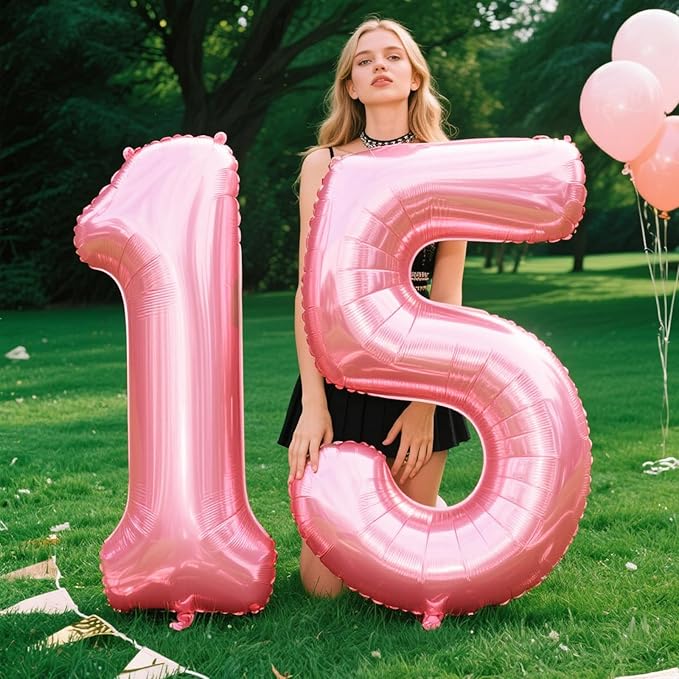 40 Inch Pearlescent Pink Balloon Number 5 Balloon Jumbo Mylar Foil Helium Balloon for 15 25 35 50 Big Giant Jumbo Huge Foil Mylar Balloons 55th 65th Birthday Balloons Men Women Party Decorations