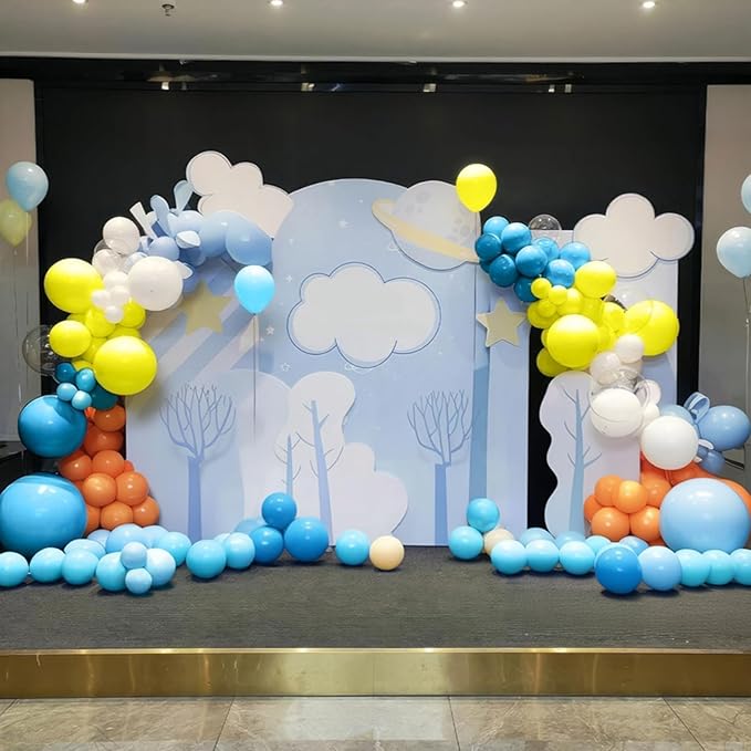 Yellow Blue Clear Balloon, 60 Pcs 12 Inches Metallic Blue Balloons for Underwater Theme Party Decorations Birthday Balloons Baby Shower Engagement Party Supplies