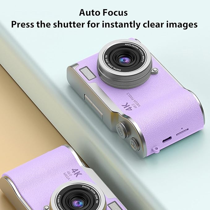 Denash Foldable Screen Kids and Beginners Camera,4K Digital Camera for Photography,48MP Digital Foldable Support 16X Zoom with Flip Scree (Purple)