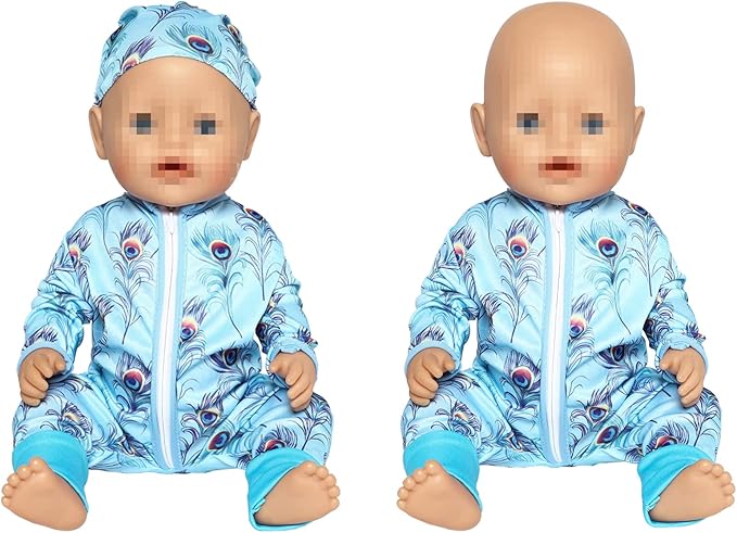 SOTOGO 5 Sets Doll Clothes Outfits Jumpsuits with Hats for 14 to 17 Inch New Born Dolls, American 18 Inch Dolls Clothes and Accessories
