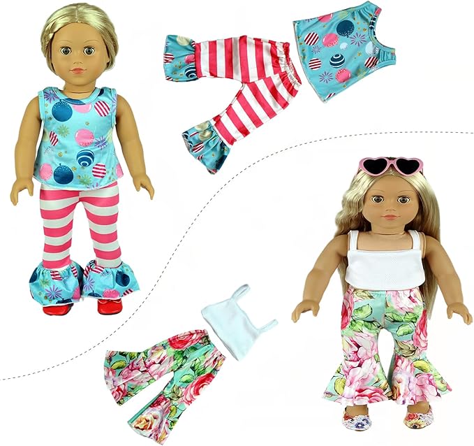 20 pcs 18 inch Doll Clothes and Accessories for American 18 inch Girl Doll Clothes Gift Including 10 Complete Sets of Clothing