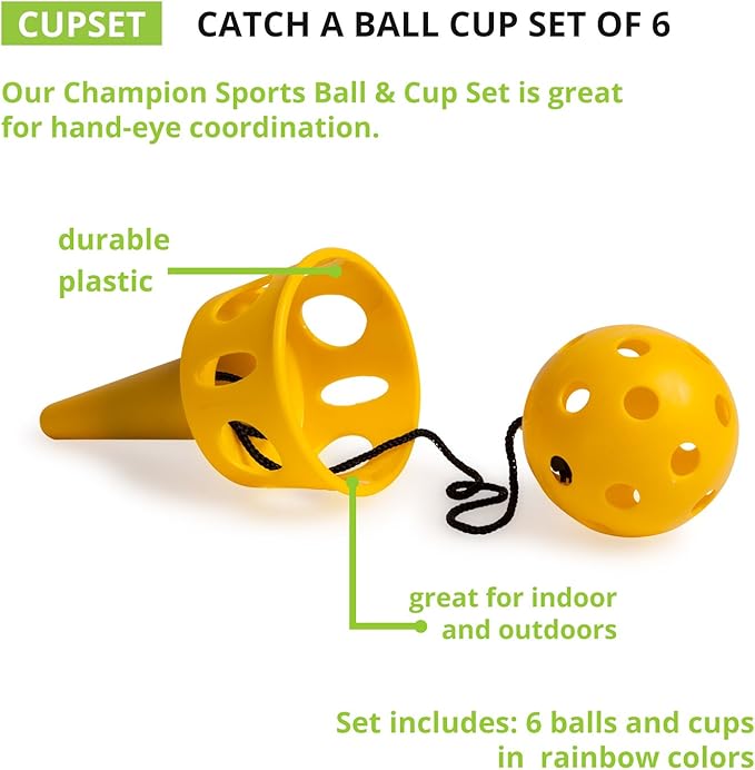 Champion Sports Scoop Ball & Catch Games – Lightweight Plastic Toss & Catch Sets for All Ages