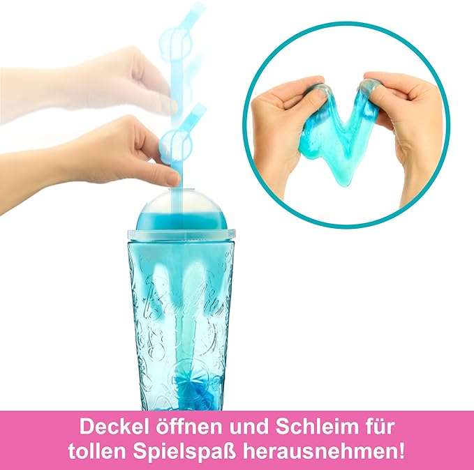 Barbie Pop Reveal Doll & Accessories, Fruit Punch Scent with Blue Hair, 8 Surprises Include Slime, Color Change & Puppy