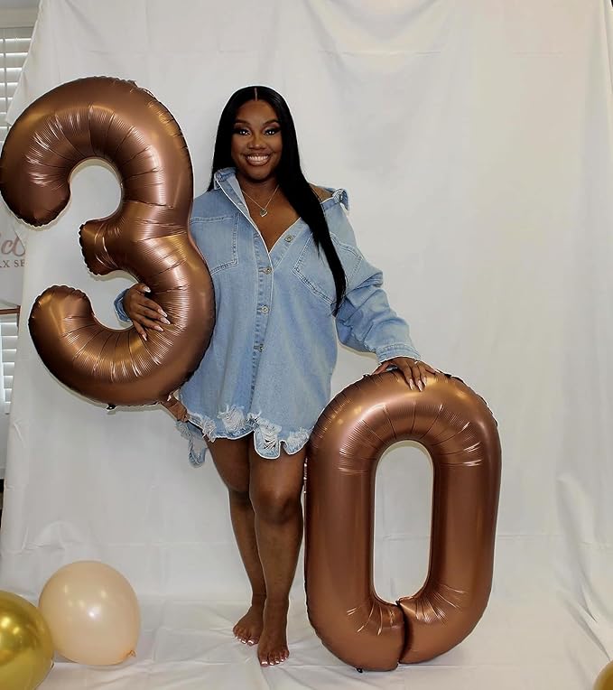 Number Balloons 1, 40 Inch One Balloons for 1st Birthday Girl Boy 1 11 21 Party Decorations Baby Shower Photo Shoot, Coffee Brown 1 Balloon