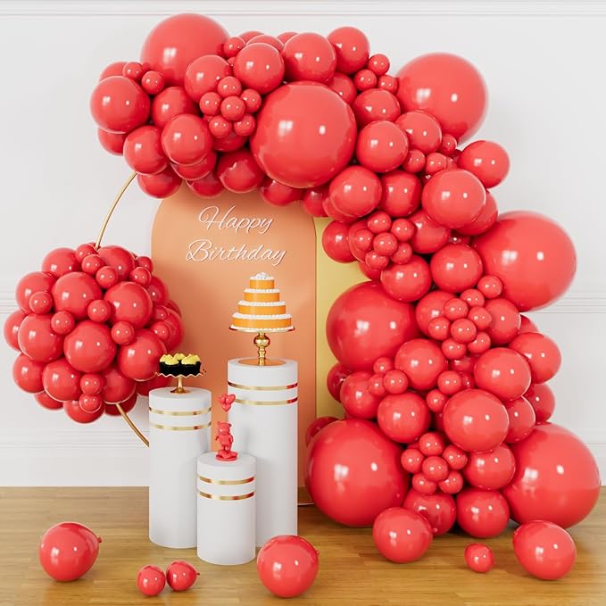 134Pcs Coral Red Balloons Different Sizes 5 10 12 18 Inch Red Balloon Latex Ballon for Birthday Wedding Baby Shower.