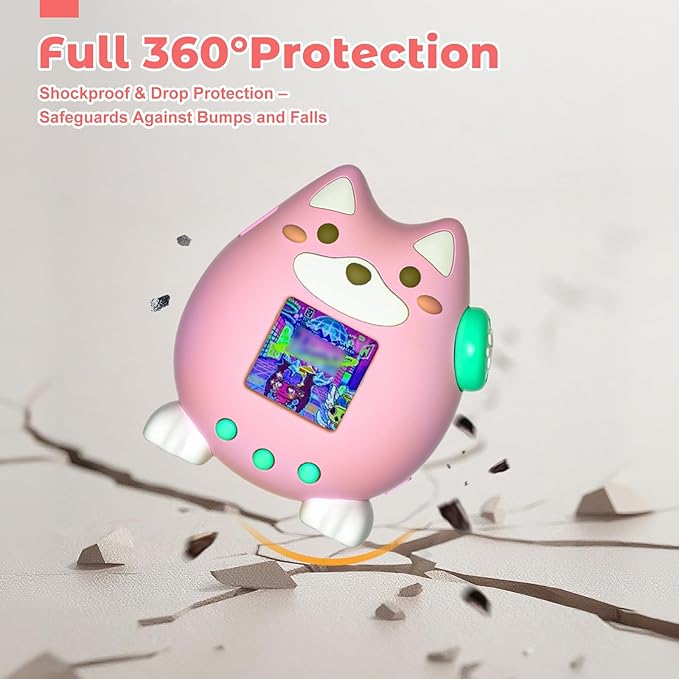 for Tamagotchi Paradise Case,Cute Standing Dog Silicone Protective Cover for Tamagotchi Paradise Electronic Pet,Waterproof Washable Shockproof Anti-Drop 360Full Protection,Puppy Style(Pink)