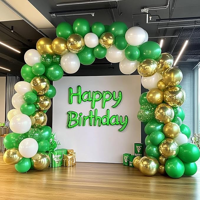 RUBFAC 129pcs Green Balloons Different Sizes 18 12 10 5 Inch Green Latex Christmas Balloon Garland Arch for Masquerade Party Decorations Birthday Baby Shower Wedding Party Supplies
