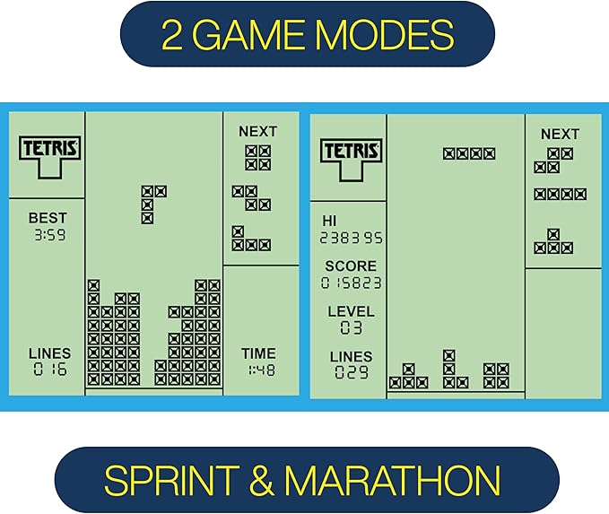 Tetris Desktop Arcade Retro Handheld Game Console – Portable Mini Video Game Console with Sprint & Marathon Modes, Classic Electronic Handheld Video Games for Kids & Adults
