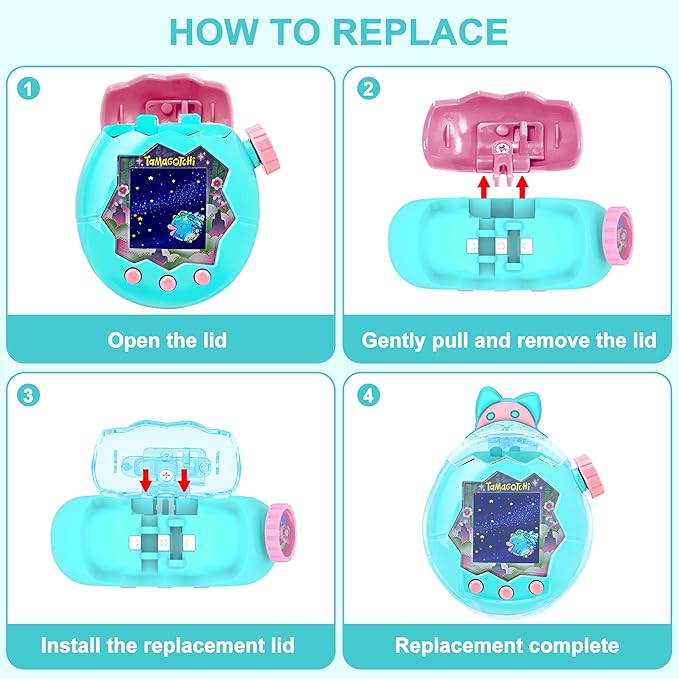 for Tamagotchi Paradise Clear Case and Replacement Lid Set, Ideal for DIY Fans, Collectors and Display, for Paradise Tamagotchi Accessories, with Lanyard (No Device/Film)