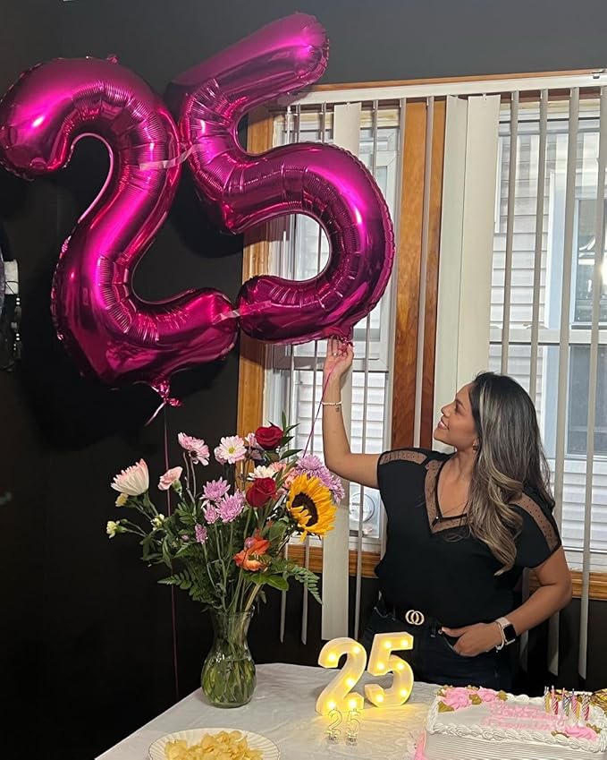 Hot Pink Number 40 Balloon 40 inch, 40 Number Balloons, 40th Birthday Decorations, 40 Year Old Women Hot Pink Party Supplies