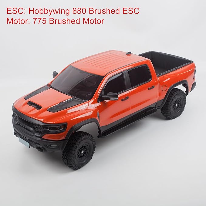 Traction Hobby 1/8 RC Off Road Car Radio Control Pickup Truck Axle Locks 2Speed Gearbox Metal Gears HoBBywing Esc No Sounds Hobby Grade Model for Ages 14+(Orange)