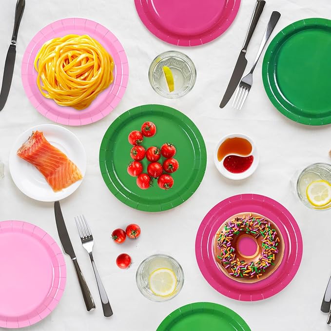 Grencian 60 Pcs Pink and Green Witch Party Decorations Witch Birthday Party Plates Disposable Pink and Green Paper Plates for Valentine’s Day Birthday Bridal Witch Princess Movie Theme Decorations