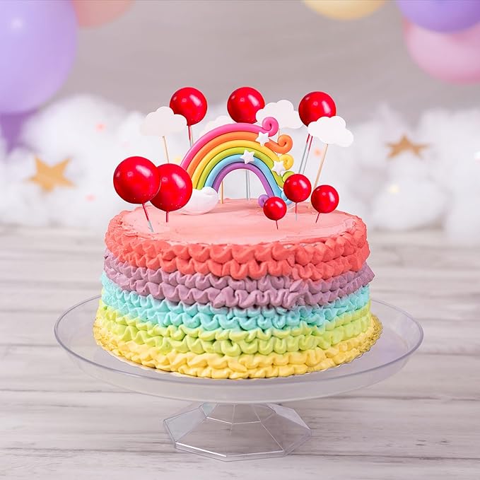 Gyufise 30Pcs Mini Balloon Cake Topper Foam Ball Cake Picks Cupcake Faux Pearl Balls DIY Cake Insert Topper Decoration for Anniversary Graduation Birthday Party Baby Shower Red