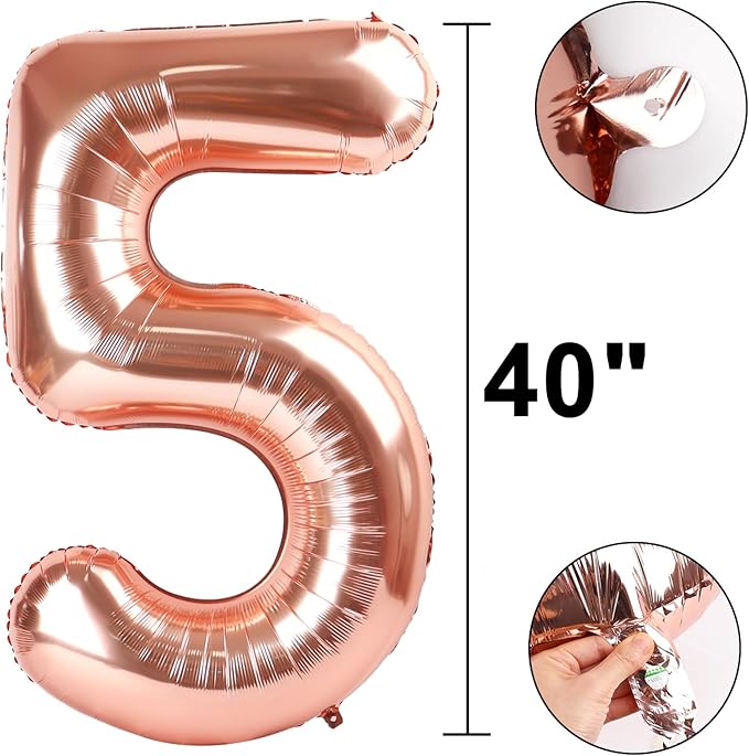 40 Inch Rose Gold Balloon Number 25 Balloon,Jumbo Mylar Foil Helium Balloon for 25 Digital Balloons for Birthday Party,Wedding Anniversary Party Decorations