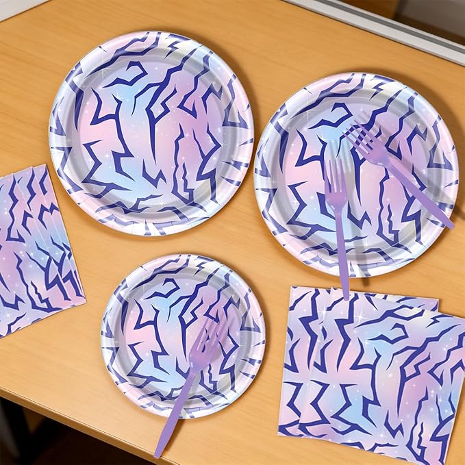 Purple Demon Party Tableware Purple Demon Plates Purple Party Decorative 20 Guests
