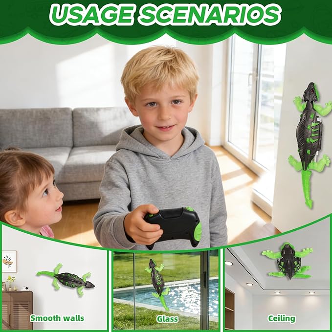 Wall Climbing Lizard, Electric Lizard Toy with Led Glowing Eyes, for Floor and Wall,for 3 4 5 6 7 8 9 10+ Year Old Boys Girls Teens