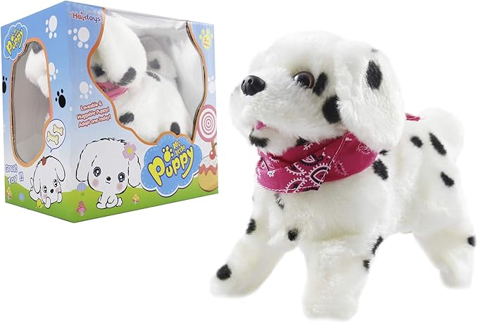 Haktoys Flip Over Puppy Battery Powered Dog Somersaults Walks Sits Barks for Animal and Pet Loving Toddlers & Kids