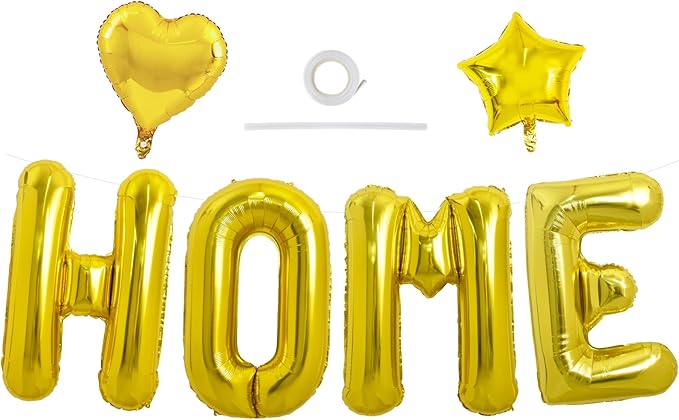 TONIFUL 40 Inch Gold HOME Letter Balloon, Large Decoraction for Housewarming, New Home Parties and Homecoming Celebrations,Premium Gold Balloon Banner for Welcome Sign and Party Supplies