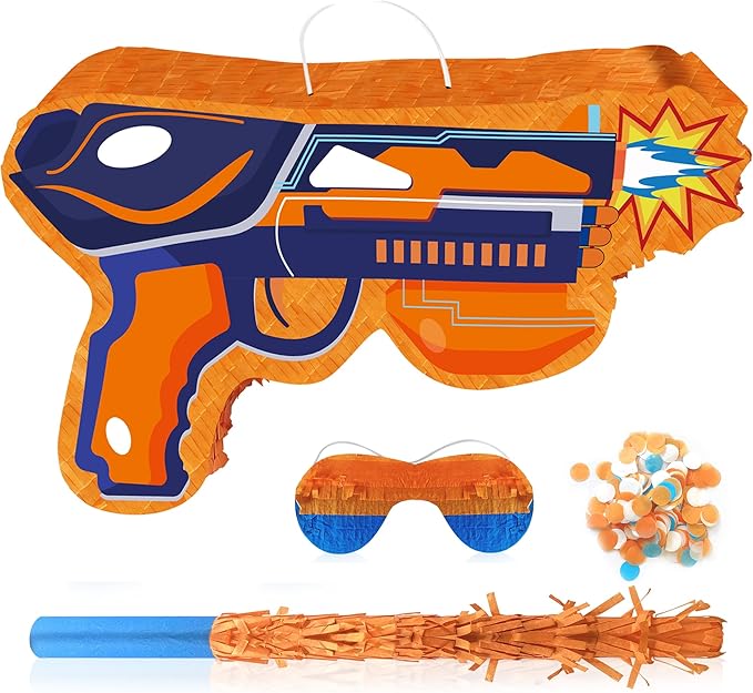 8.86'' x 14.6'' Dart Piñata for Dart War Party Decorations, Gun Piñata Dart Theme Piñata for Dart Battle Birthday Party Supplies