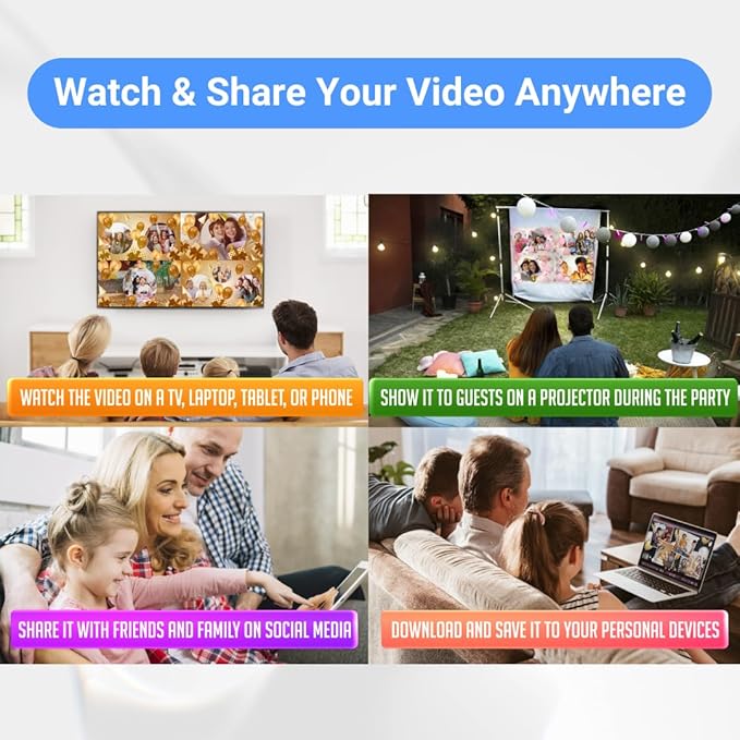 Animated Video Birthday Card for Kids – Custom Slideshow Gift – Upload Photos – 7-Inch LCD Display, 256MB Memory, Rechargeable USB Battery, Fun for Boys & Girls