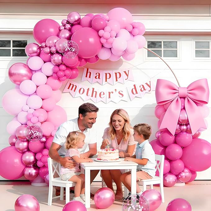 153pcs Pink Balloon Arch Garland Kit, Hot Pink Latex Balloons Metallic Confetti Ballon Different Size 18 12 10 5 inch for Girls Birthday Wedding Princess Baby Shower Party Decorations.