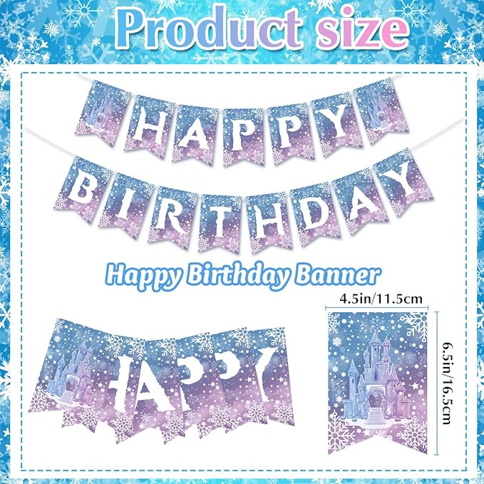 Frozen Birthday Party Decorations Frozen Birthday Banner Fro/zen Party Decorations Winter Wonderland Snowflakes Happy Birthdays Banner Backdrop Party Supplies