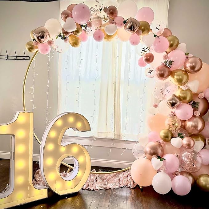 Rose Gold and Pink Balloons, 60PCS Baby Pink Apricot Ivory White Balloon 12Inch Metallic Chrome Gold Rose Gold Balloon Beige Blush Nude Balloon for Boho Wedding Bridal Baby Shower Birthday Decorations