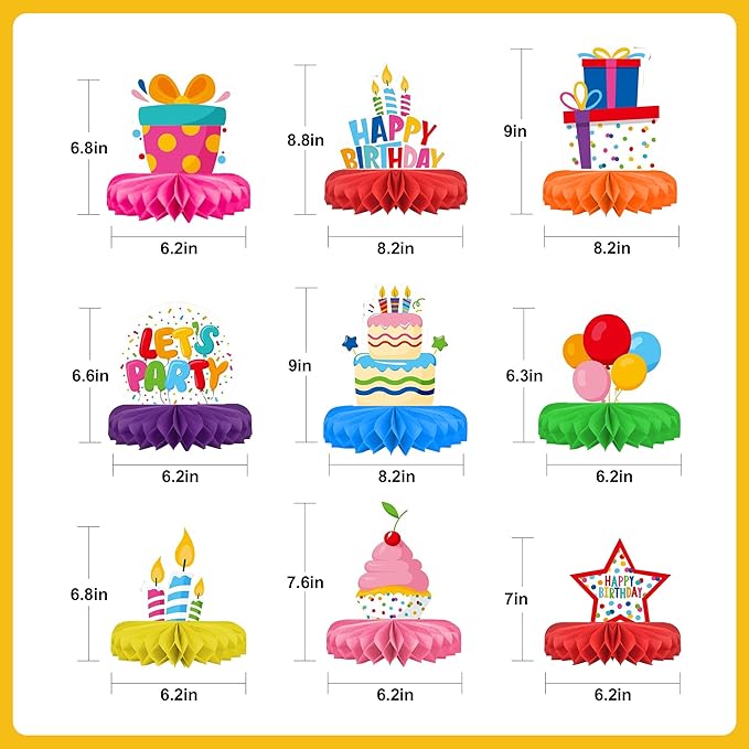127Pcs Happy Birthday Party Supplies Decorations Set - Dot Design Disposable Tableware Kit with Plates, Napkins, Cups, Tablecloth, Banner, Balloons & Honeycomb Centerpieces for Boys Girls, Serves 24