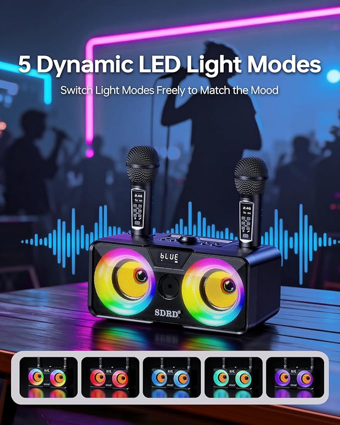 217 Bluetooth Karaoke Machine for Adult Kid with Storage and Charging Station, Powerful Karaoke System, 12H Playtime, Rechargeable Wirless Microphone, Support USB/AUX Indoor Outdoor