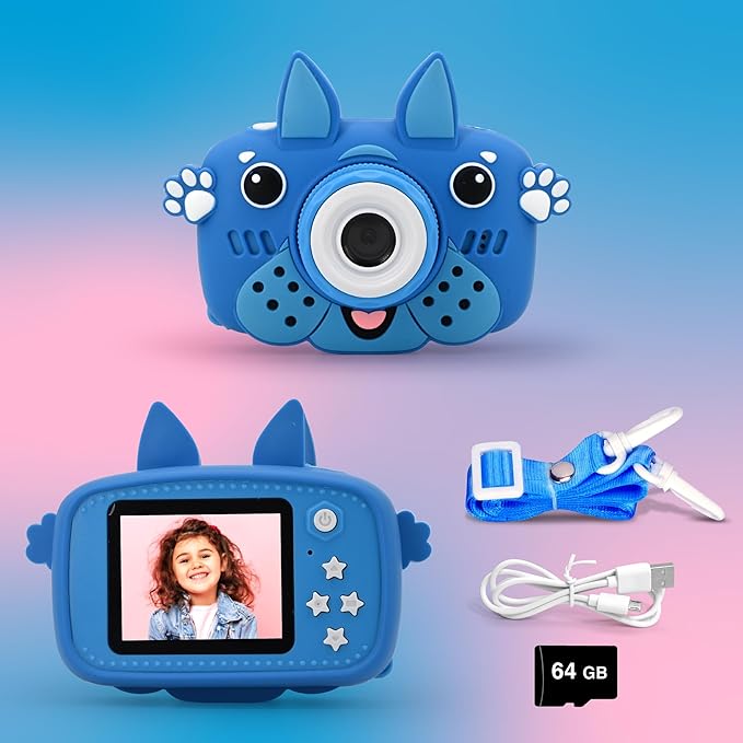GKidz Kids Camera for Boys & Girls Toy Camera Age 3-12 Years Old Young Photographers with 64GB SD Card, Hanging Belt & Durable Silicone Case Ideal Gift for Kids | Camera for Kids | Toddler Camera