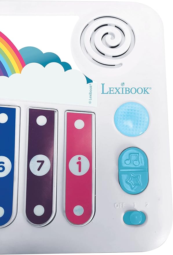 Lexibook Xylofun Electronic and Educational Xylophone for Children, Musical Toy Game, 8 Keys, Light Guiding, 2 mallets Included, White/Blue, K340