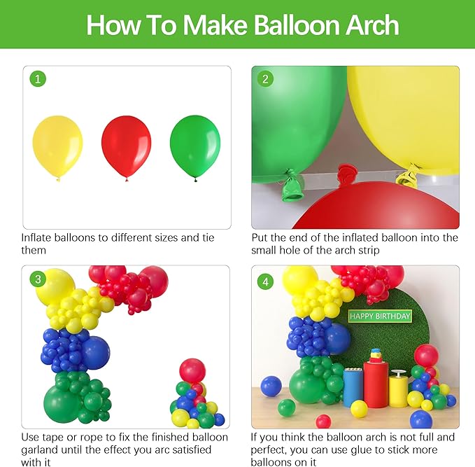 Cartoon Friends Birthday Party Supplies - 124 Pcs Cartoon Theme Balloon Garland Arch Kit, Red Blue Yellow Green Latex Balloon Arch For Friends Inspired Birthday Party Decorations