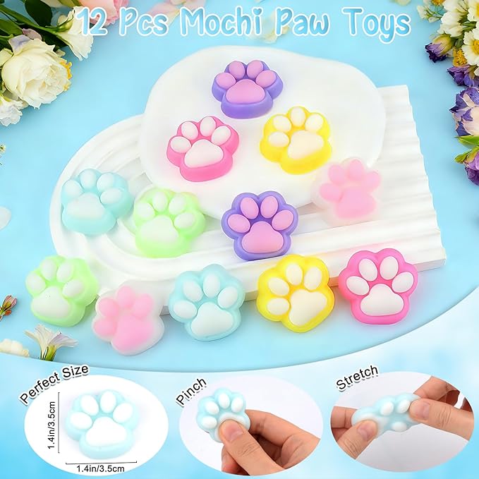 122 Pcs Paw Print Party Favors, Blue Puppy Theme Birthday Decorations for Girl with Orange Blue Dog Paw Goodie Bags Stuffers Stickers Mochi Squishy Toys Pen Mini Notebook, Easter Gifts for Kids