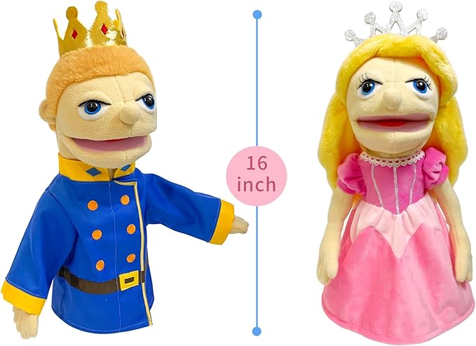 16" Puppets Entriloquist Puppet,Hand Puppets for Kids Plush Princess Puppe t for Adults with Removable Mouth Puppet for Kids Ages 4-8，Hand Puppet for Adults with Scalable Puppets Control Rod