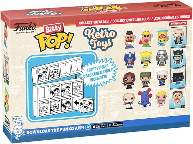 Funko Bitty POP Retro Toys - Mr. Potato Head, 4-Pack and A Surprise Mystery Mini Figure - 0.9 Inch (2.2 Cm) Collectable - Stackable Display Shelf Included - Gift Idea - Party Bags Stocking