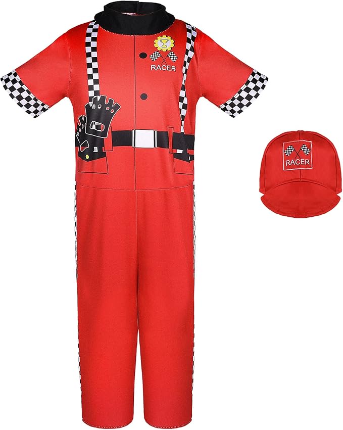 Jeowoqao Dress up Clothes for Little Boys Girls, Kids Dress Up Pretend Play Costumes,Police, Firefighters,Racers,Astronauts Costume for Toddler Age 3 4 5 6 Years Play Gift