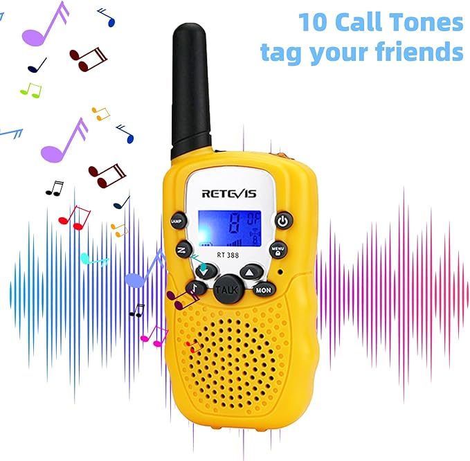 Retevis RT388 Kids Walkie Talkies, Toys Gifts for 6-12 Year Old Girls Boys, Mini Toy Walkie Talkie, Easter Birthday Gifts Outdoor Camping(Yellow 2 Pack)