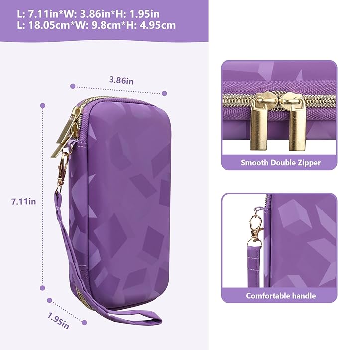 Supmay Carrying Case Compatible with CCTU / TEBIYOU Kids Handheld Games Preloaded 218 Retro Video Games, Portable Gaming Electronic Toys Storage Holder Travel Bag with Mesh Pocket, Purple(Cube)