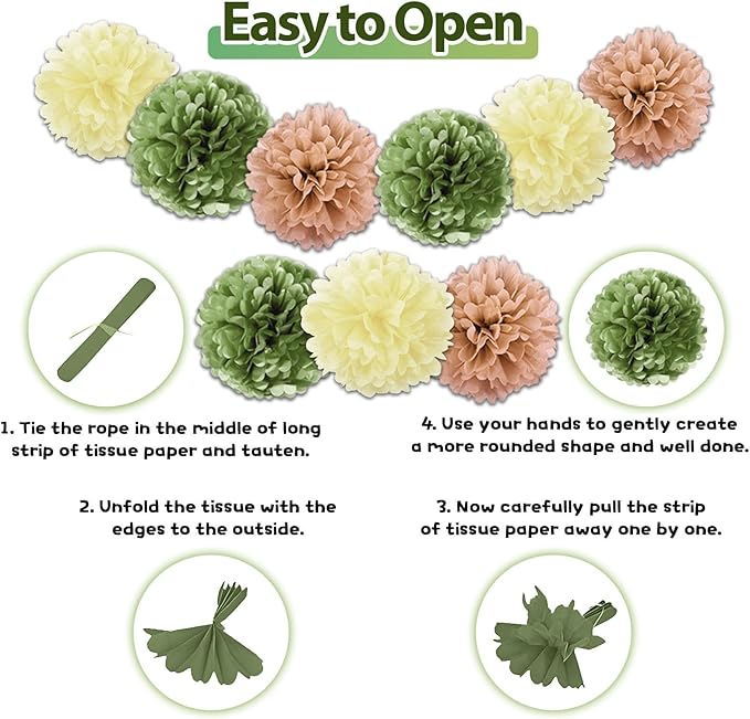 Sage Green Birthday Decorations,Women Girls Boho Party Decorations with Sage Green White Gold Confetti Birthday Balloons Happy Birthday Banner Gold Fringe Curtain Tissue Paper Pompoms Star Garland