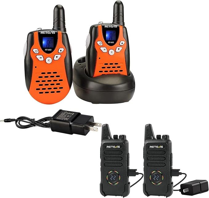 Retevis RT602 Walkie Talkies for Kids Rechargeable Bundle with RT22S Walkie Talkies for Adults