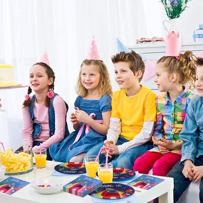 40pcs Among Birthday Party Decoration include Napkins,Plates, for Among Birthday party Supplies