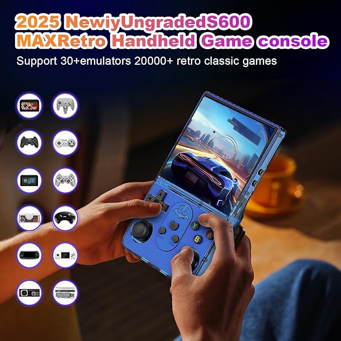 S600 Retro Gaming Console, Retro Handheld Console 4.0'' Screen Linux System, 64G TF Card, Support 30+ Simulators, 3500mAh Rechargeable Portable Pocket Arcade