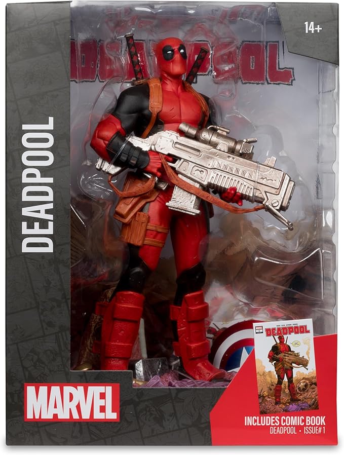 McFarlane Toys- Marvel Deadpool 1:6th Scale Collectible with Scene & Comic (Deadpool #1)