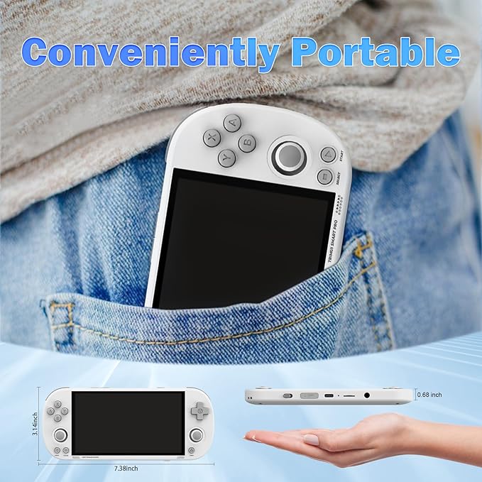 Trimui Smart Pro Retro Handheld Gaming Console Video Gaming Console Trimui Smart Pro Retro Portable Game Console Emulator Dual Joystick Design 4.96 inch 720x1280 IPS Screen 5000mAh 64G TF Card White