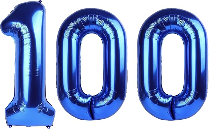 40 Inch Navy blue Number 100 Digital Balloon,Jumbo Mylar Foil Helium Balloon for 100 Balloons for Birthday Party,Wedding Anniversary Party Decorations