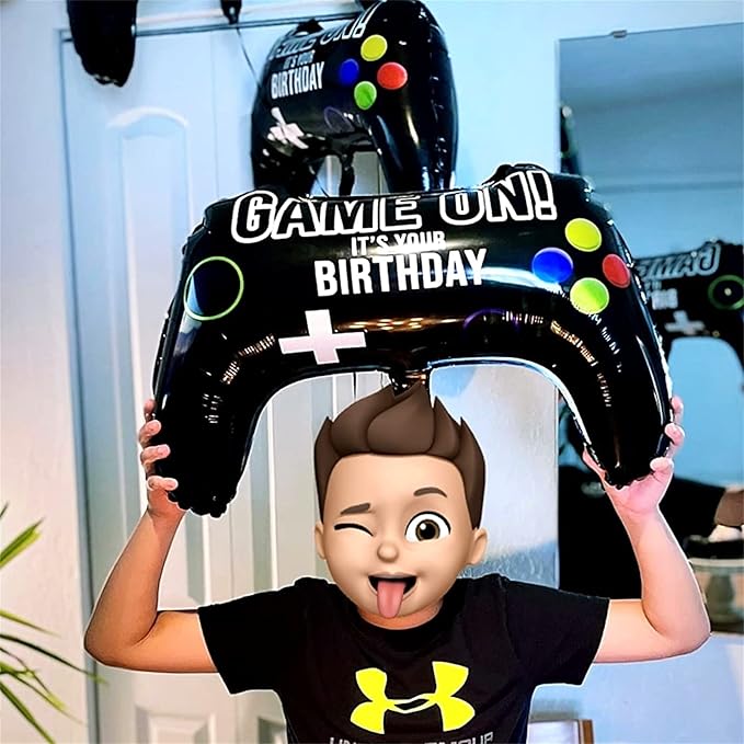 5 Pieces Video Game Party Balloons, Giant Video Game Controller Mylar Foil Balloons Game on Balloons for Kids Boys Gaming Theme Birthday Party Video Game Baby Shower Decorations Supplies